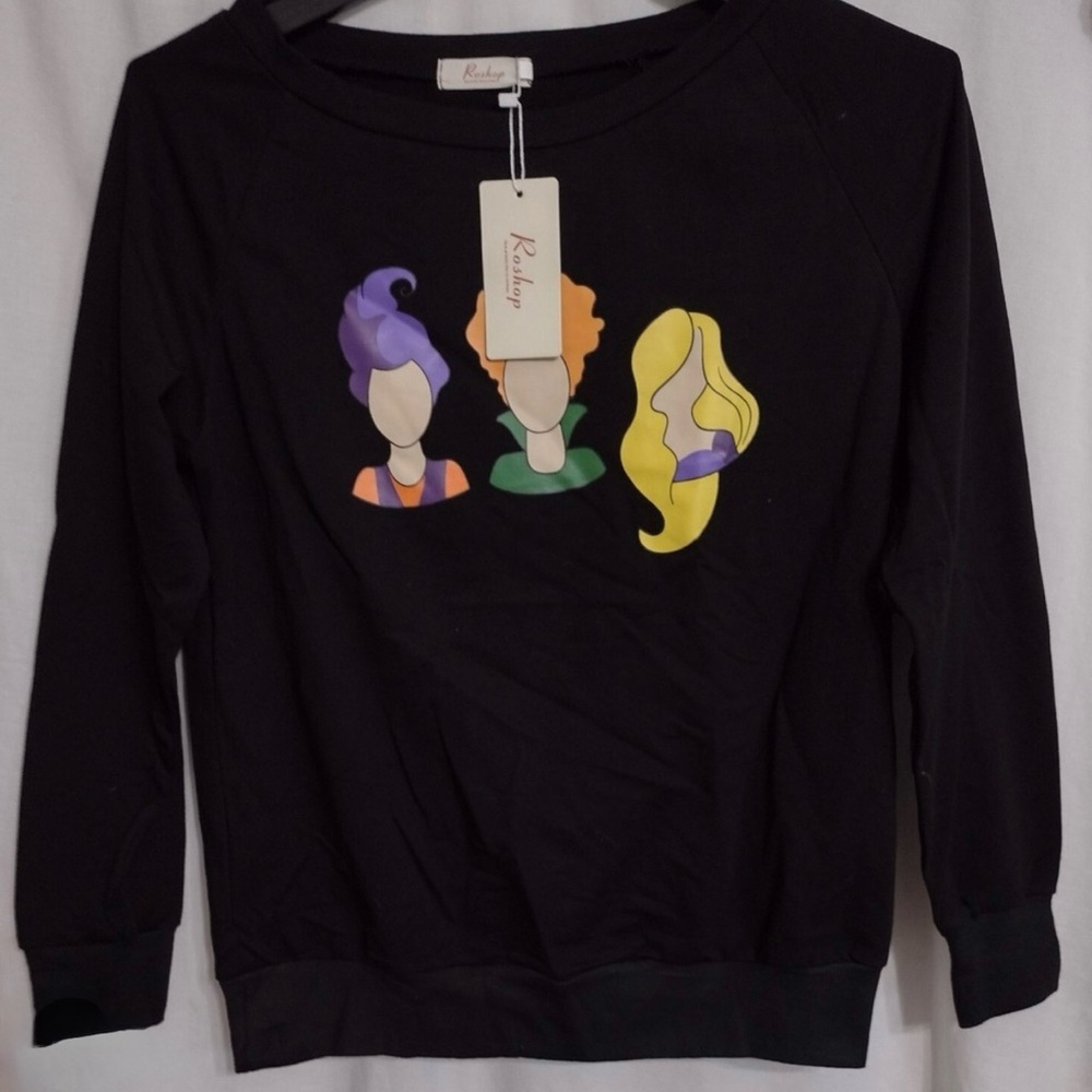 Hocus Pocus Sanderson Sisters Black Graphic Women Sweater Brand New